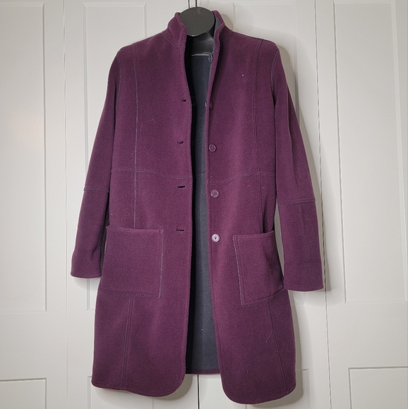 Susan Graver Jackets & Blazers - Susan Graver Reversible Trench Coat Purple and Grey